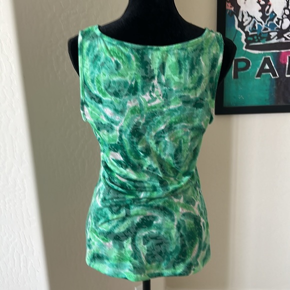INC Textured Shades Of Green With Crystal Embellishments Tank Top Size Large - Picture 5 of 8